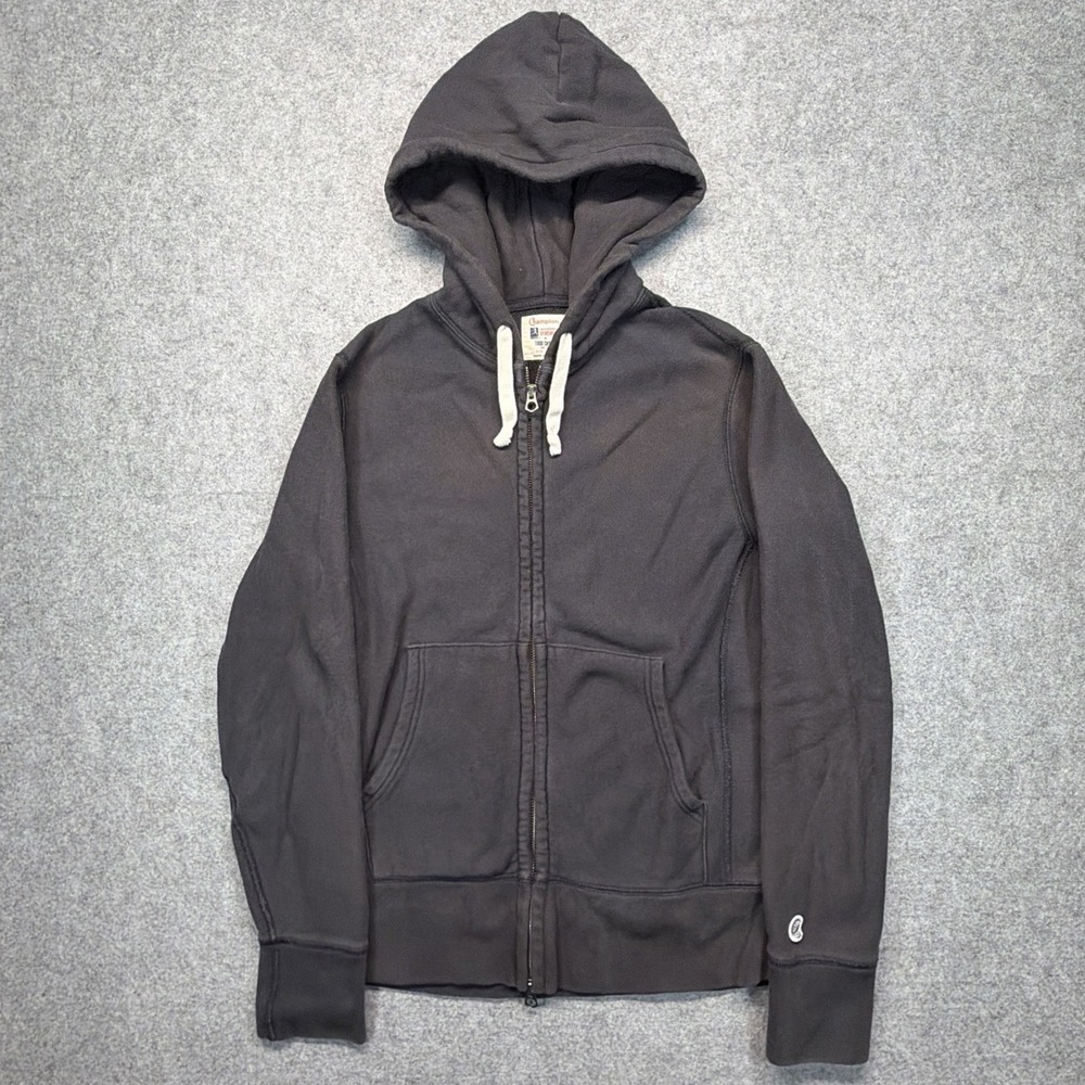 Todd Synder x Champion Full Zip Hoodie Jacket Black Grey Size Small Faded